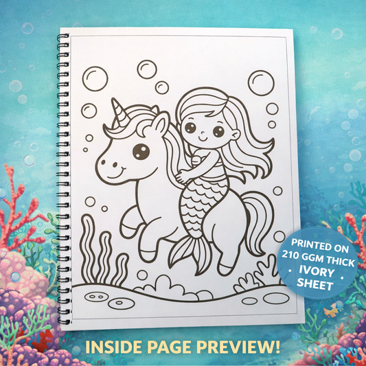 Mermaid Coloring Book for Kids | 40+ Cute Illustrations | A4 Wiro Bound | Thick 210 GSM Ivory Pages | Screen-Free Fun The Spectrum Stories