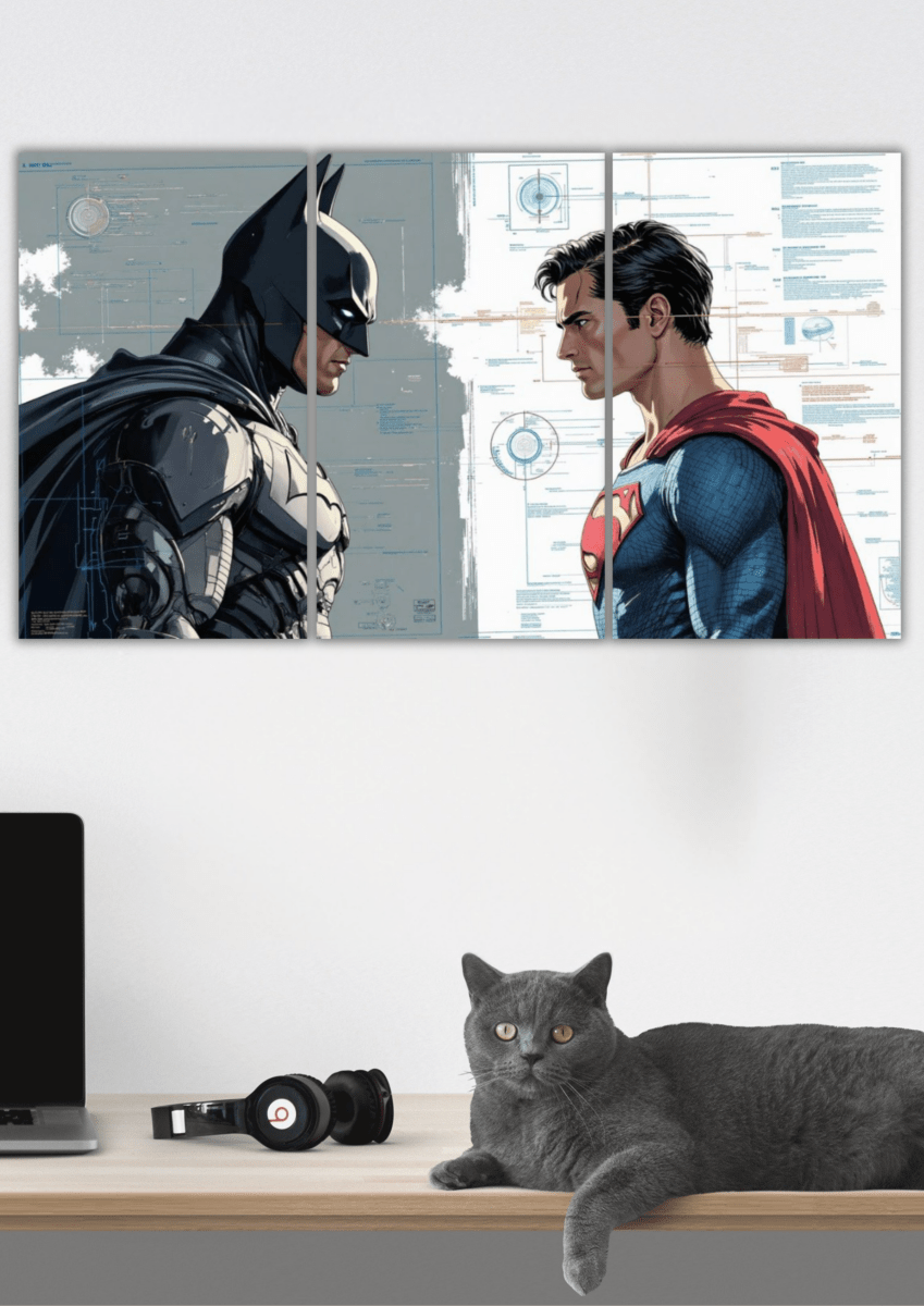 Batman And Superman | Dark | Split Poster | 3 Piece Set - The Spectrum Stories