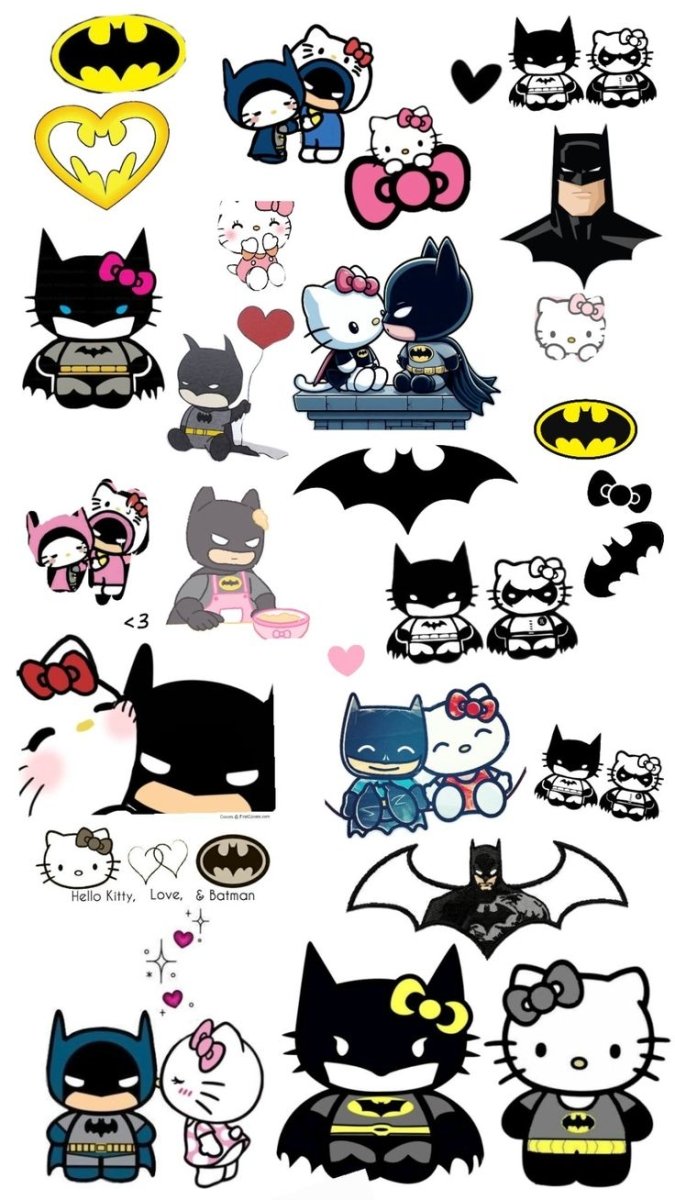 DC - Inspired – Batman x Hello Kitty– Sticker Pack (15 pcs) - The Spectrum Stories