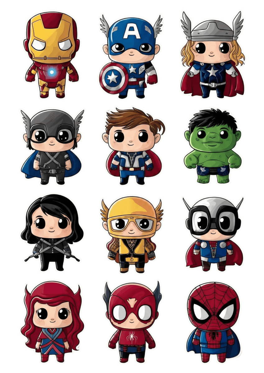 Marvel - Inspired – Cute Chibbi – Sticker Pack (15 pcs) - The Spectrum Stories