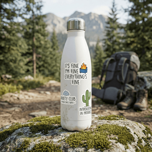 Mental Health Sticker Pack - 10 Funny Quote Stickers (Anxiety, Introvert, Burnout) - The Spectrum Stories