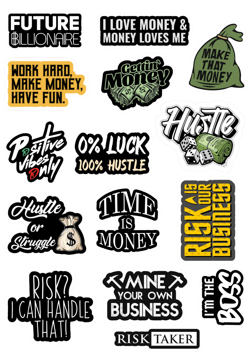 Motivational - Rich Mindset & Money| Pack of 15 Stickers - The Spectrum Stories