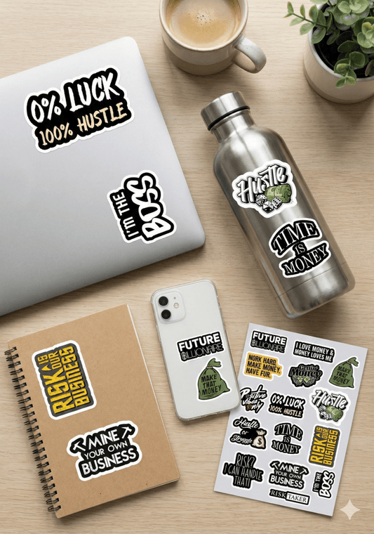 Motivational - Rich Mindset & Money| Pack of 15 Stickers - The Spectrum Stories
