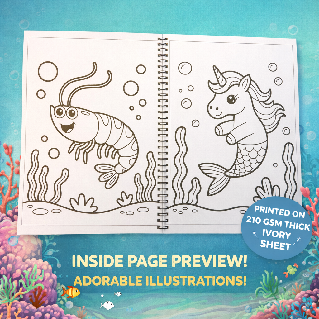 Mermaid Coloring Book for Kids | 40+ Cute Illustrations | A4 Wiro Bound | Thick 210 GSM Ivory Pages | Screen-Free Fun The Spectrum Stories