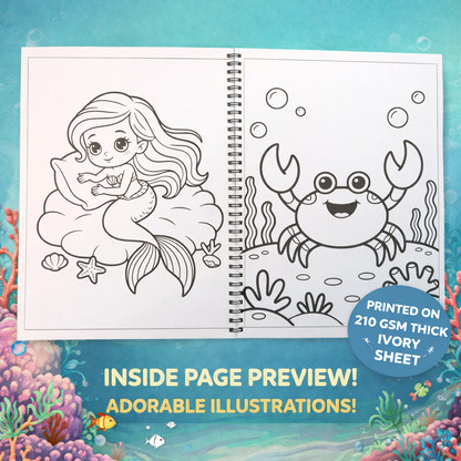 Mermaid Coloring Book for Kids | 40+ Cute Illustrations | A4 Wiro Bound | Thick 210 GSM Ivory Pages | Screen-Free Fun The Spectrum Stories