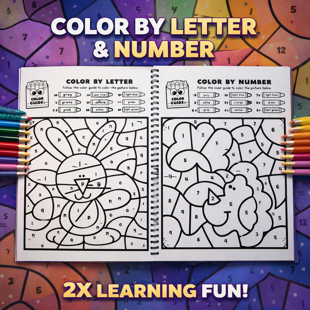 Color By Number Mysteries for Kids | 30+ Fun Illustrations | Color By Letter & Number | A4 Wiro Bound | Screen-Free Learning Activity Book The Spectrum Stories