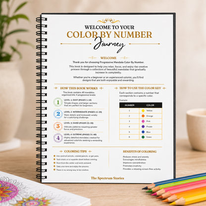 Progreesive Complexity Color by Number Mandala