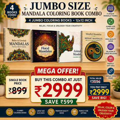 Jumbo Mandala Coloring Book Bundle (4 Books Set)