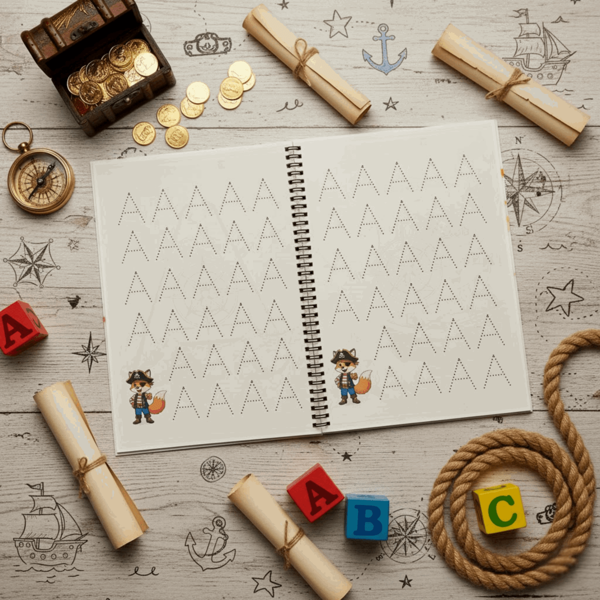 Alphabet Tracing Workbook for Kids | Pirate Capital Letters Adventure - The Spectrum Stories