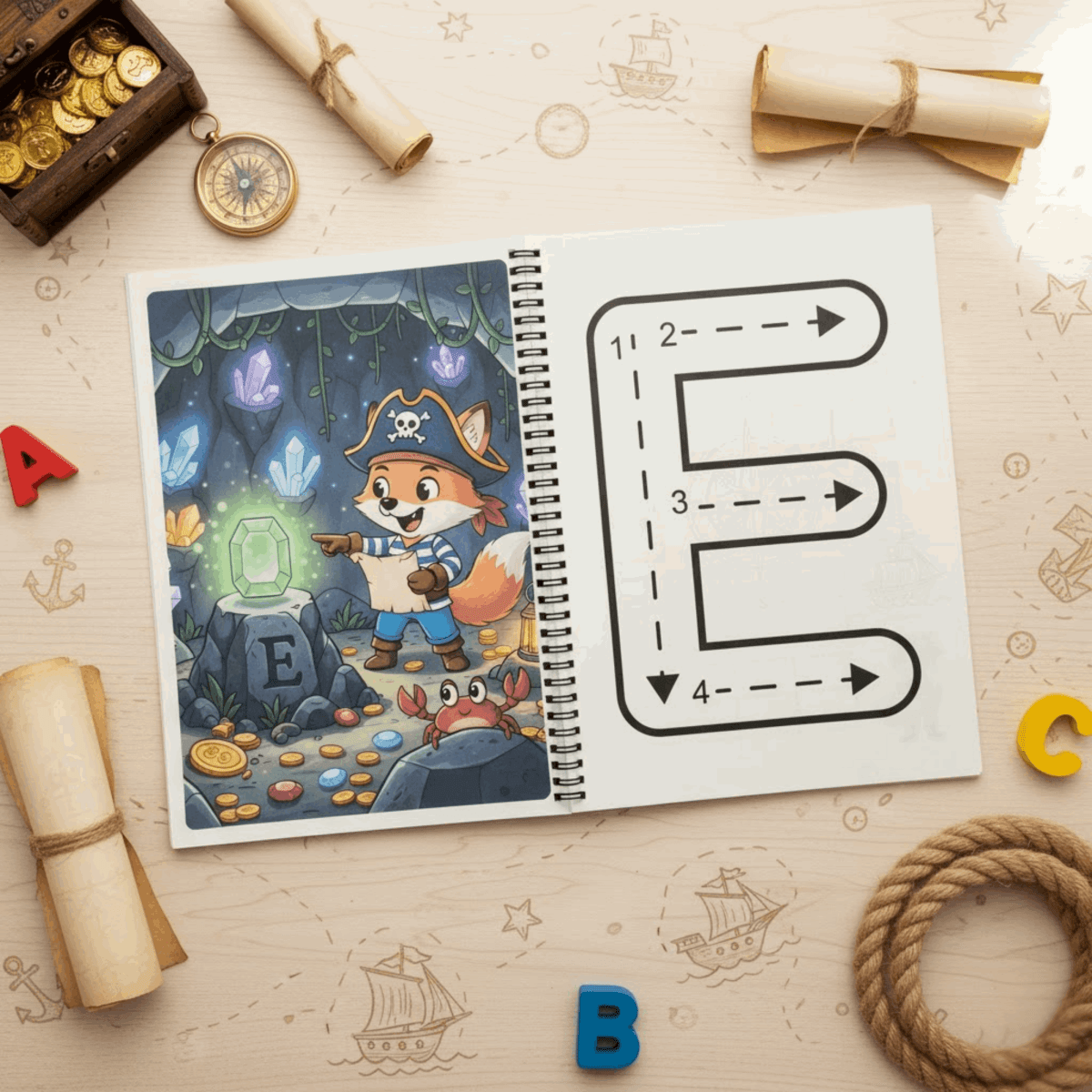 Alphabet Tracing Workbook for Kids | Pirate Capital Letters Adventure - The Spectrum Stories