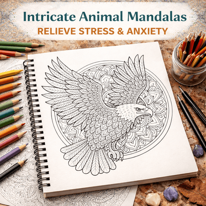 Animal Mandala Coloring Book – Intricate Wildlife Mandalas for Relaxation & Stress Relief | Premium Wire - O Bound Edition - The Spectrum Stories