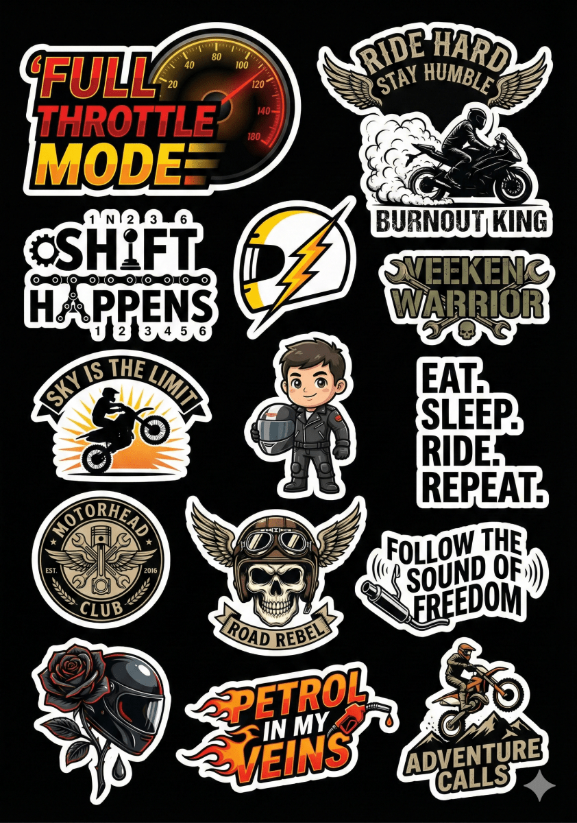 Bike Lifestyle – Moto Adventure – Sticker Pack (15 pcs) - The Spectrum Stories