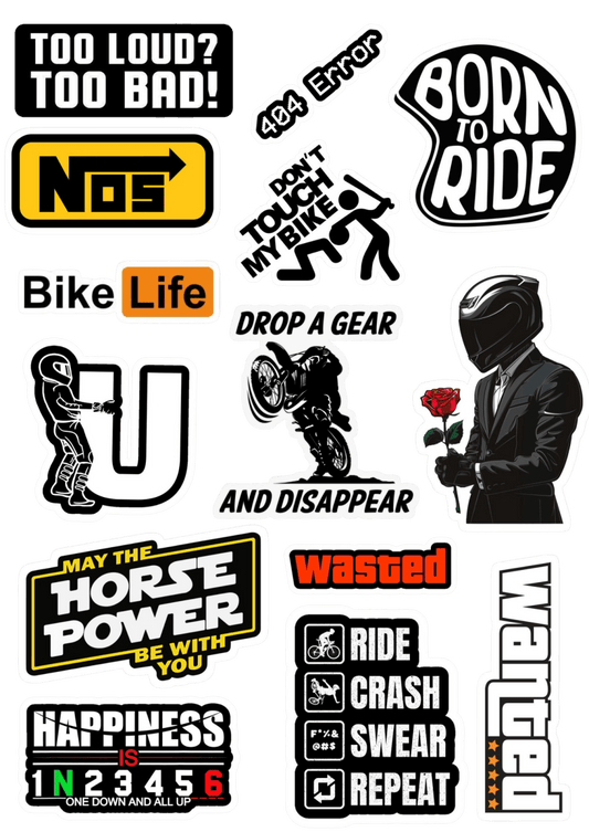 Bike Lifestyle – Piston & Wings – Sticker Pack (15 pcs) - The Spectrum Stories