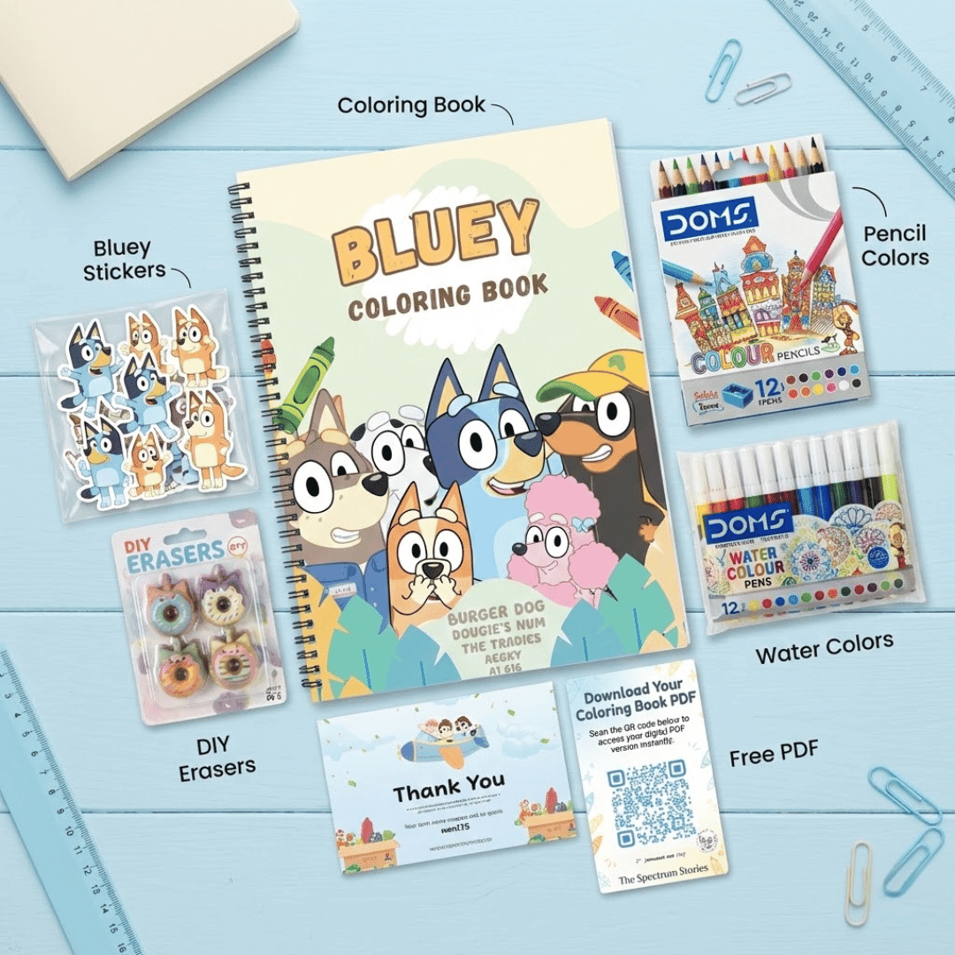 Bluey Preschool Coloring Book - Educational Activities | Jumbo 8.5x11 - The Spectrum Stories