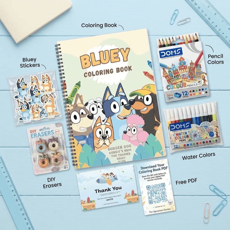Bluey Preschool Coloring Book - Educational Activities | Jumbo 8.5x11 - The Spectrum Stories