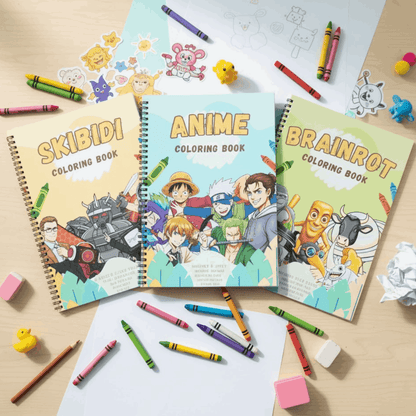 Brainrot Coloring Book Set - 3 Books Featuring Skibidi & Anime - The Spectrum Stories