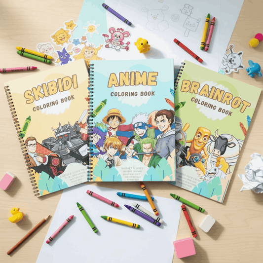 Brainrot Coloring Book Set - 3 Books Featuring Skibidi & Anime - The Spectrum Stories