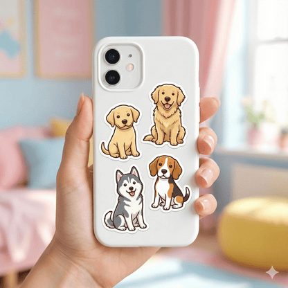 Cute Dog Breed Sticker Pack - 8 Waterproof Vinyl Stickers - The Spectrum Stories
