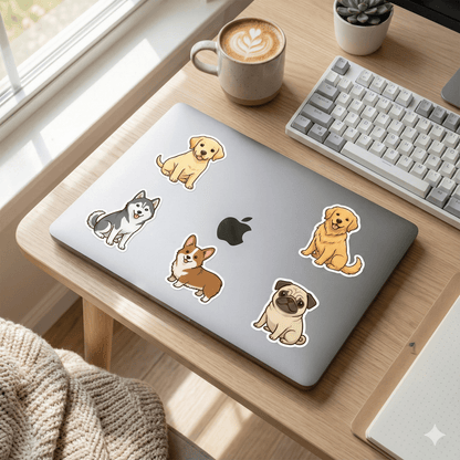 Cute Dog Breed Sticker Pack - 8 Waterproof Vinyl Stickers - The Spectrum Stories