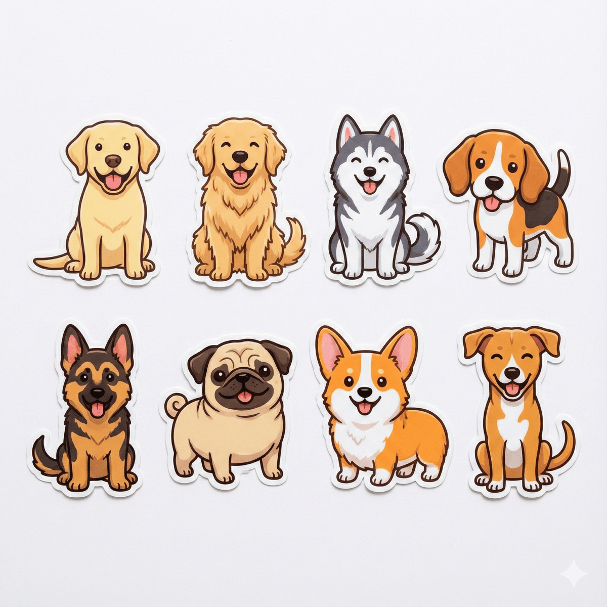 Cute Dog Breed Sticker Pack - 8 Waterproof Vinyl Stickers - The Spectrum Stories