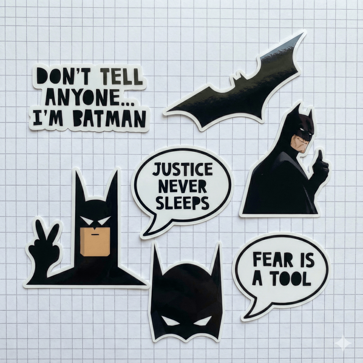 Dark Vigilante Sticker Pack – 10 Gothic Hero Quote Stickers (Batman - Inspired) - The Spectrum Stories