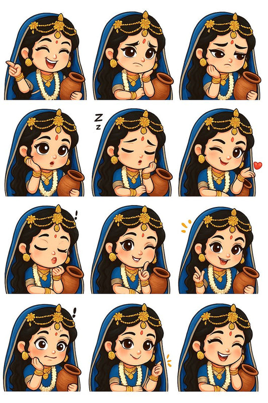 Gods & Spiritual – Radha – Sticker Pack (15 pcs) - The Spectrum Stories