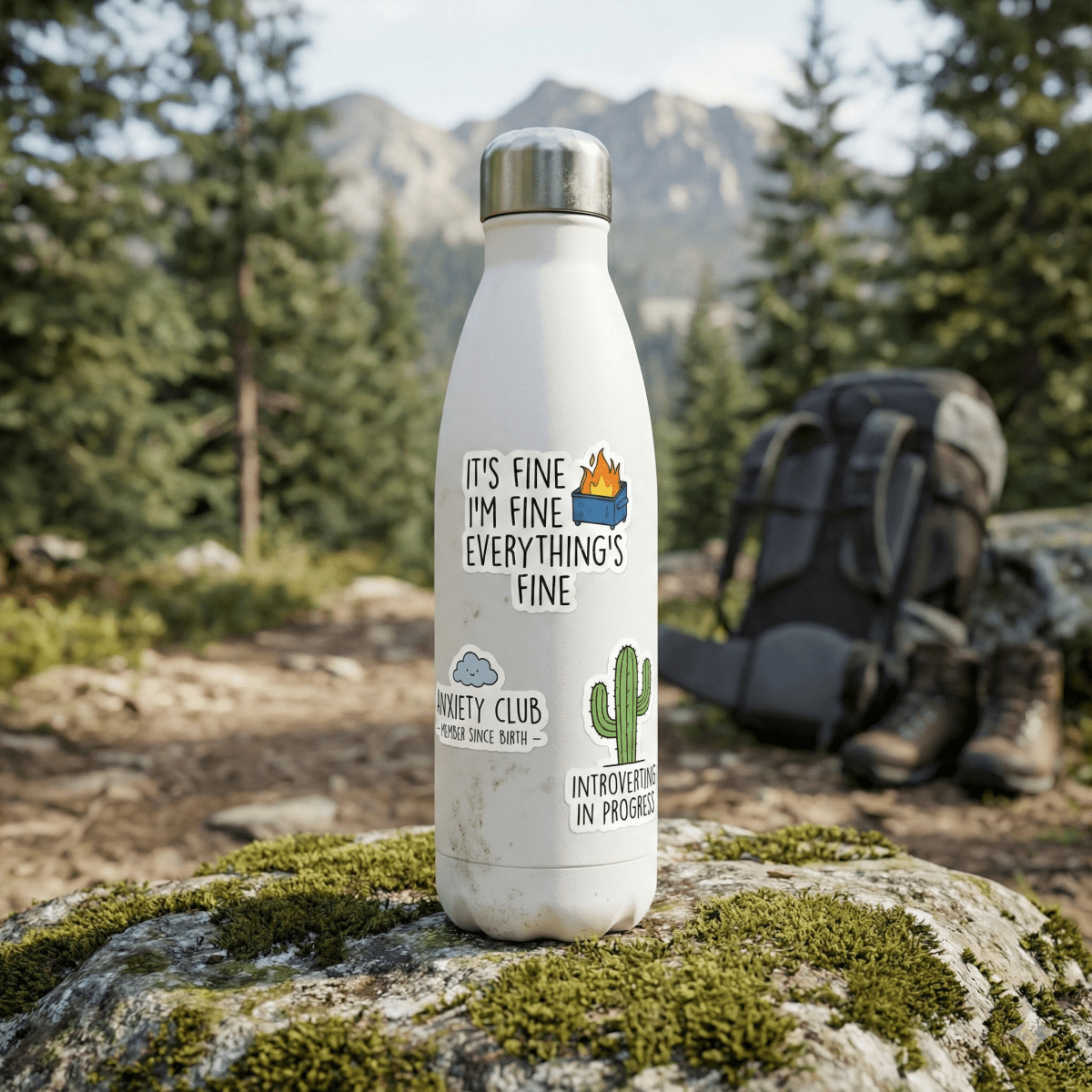 Mental Health Sticker Pack - 10 Funny Quote Stickers (Anxiety, Introvert, Burnout) - The Spectrum Stories