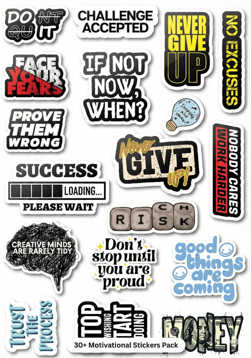 Motivational - Discipline & Focus | Pack of 15 Stickers - The Spectrum Stories