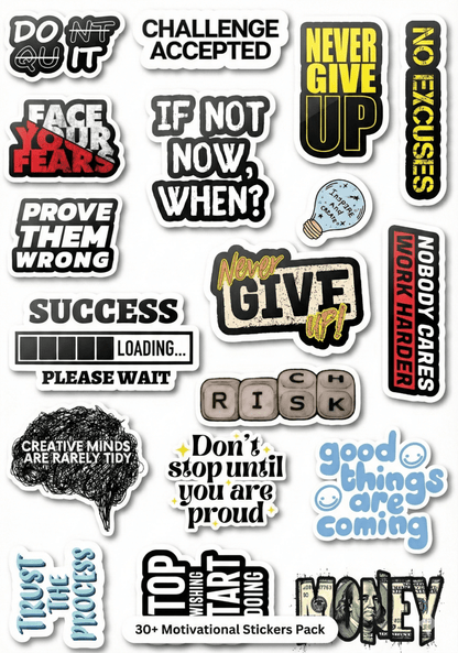 Motivational - Discipline & Focus | Pack of 15 Stickers - The Spectrum Stories