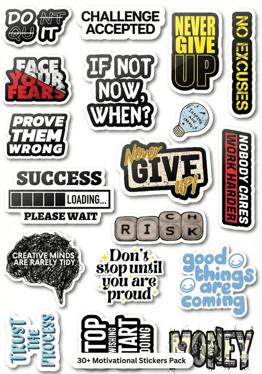 Motivational - Discipline & Focus | Pack of 15 Stickers - The Spectrum Stories