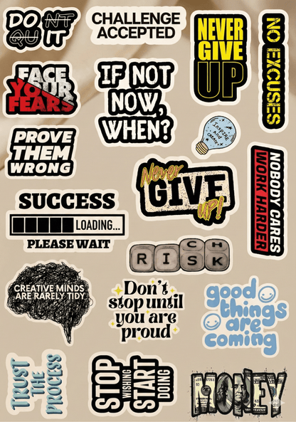 Motivational - Discipline & Focus | Pack of 15 Stickers - The Spectrum Stories