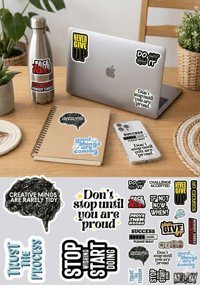 Motivational - Discipline & Focus | Pack of 15 Stickers - The Spectrum Stories