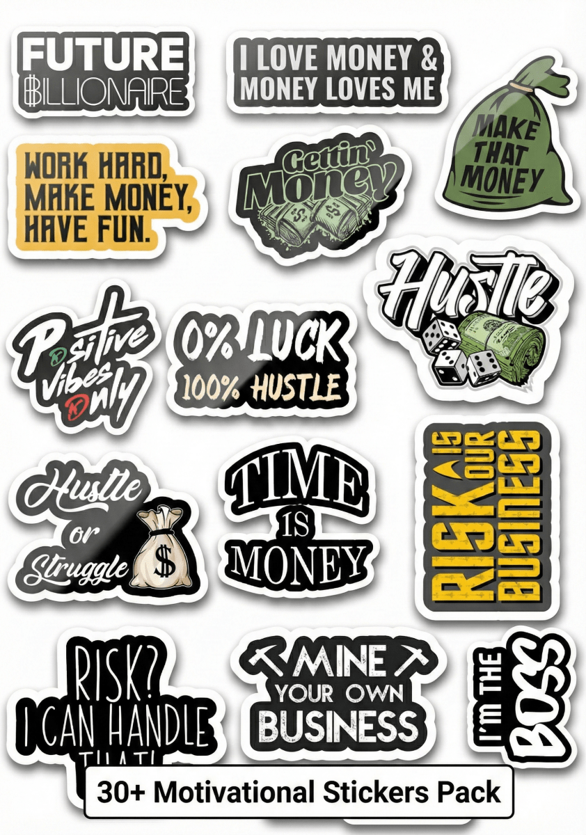 Motivational - Rich Mindset & Money| Pack of 15 Stickers - The Spectrum Stories