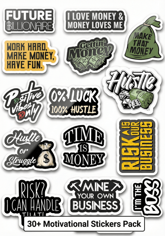 Motivational - Rich Mindset & Money| Pack of 15 Stickers - The Spectrum Stories