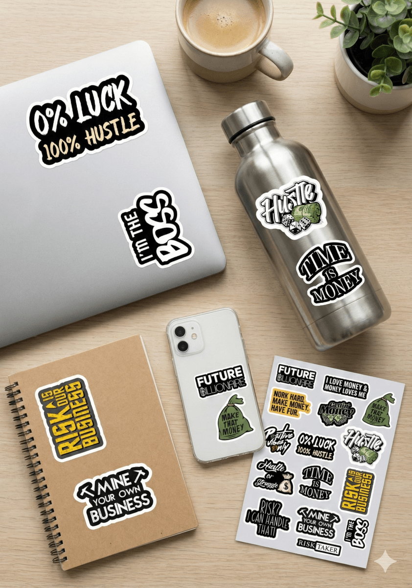 Motivational - Rich Mindset & Money| Pack of 15 Stickers - The Spectrum Stories