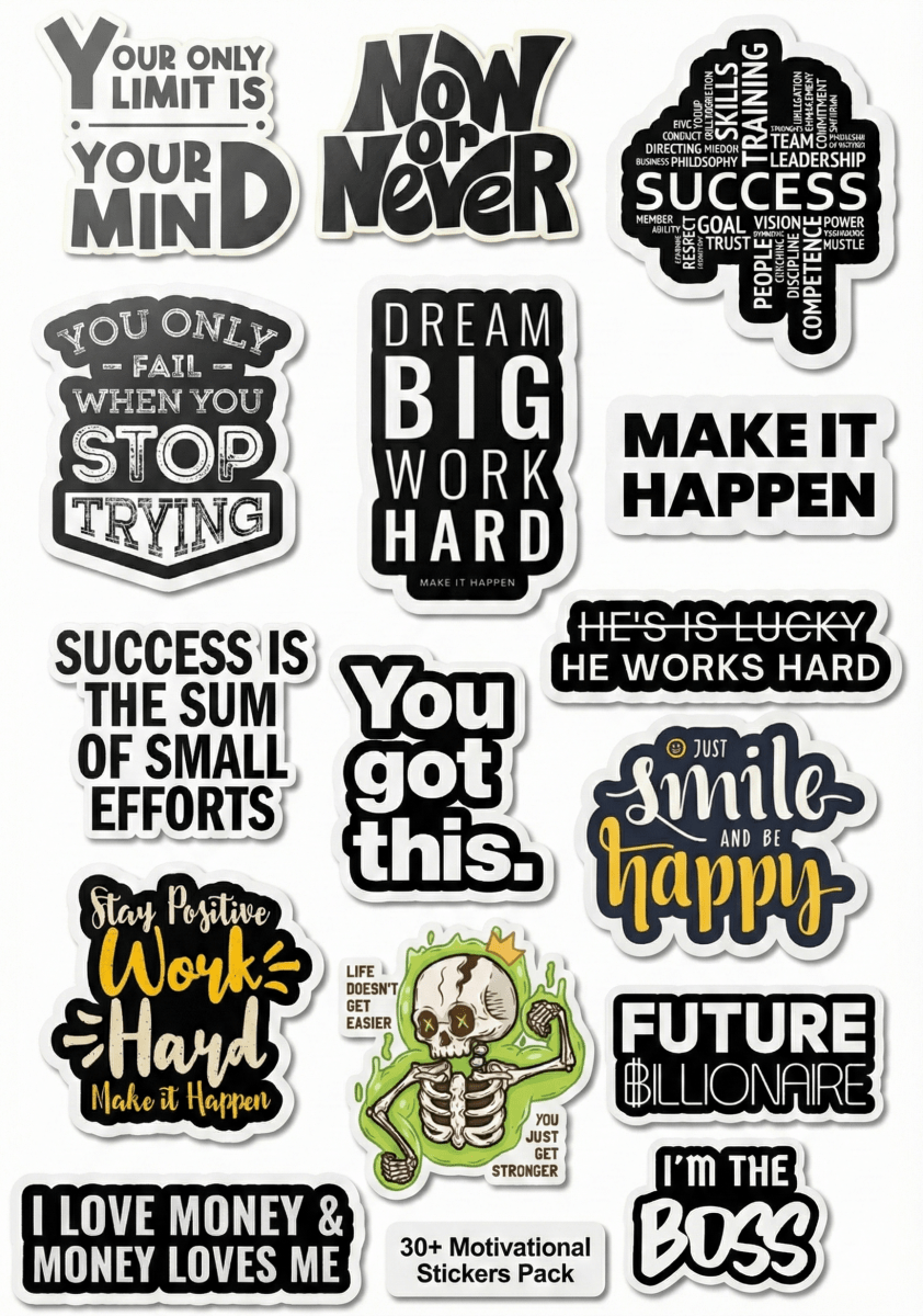 Motivational - Strength & Persistence | Pack of 15 Sticker's - The Spectrum Stories