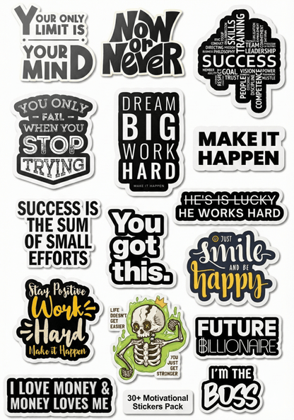 Motivational - Strength & Persistence | Pack of 15 Sticker's - The Spectrum Stories