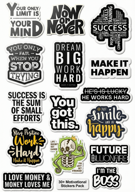 Motivational - Strength & Persistence | Pack of 15 Sticker's - The Spectrum Stories