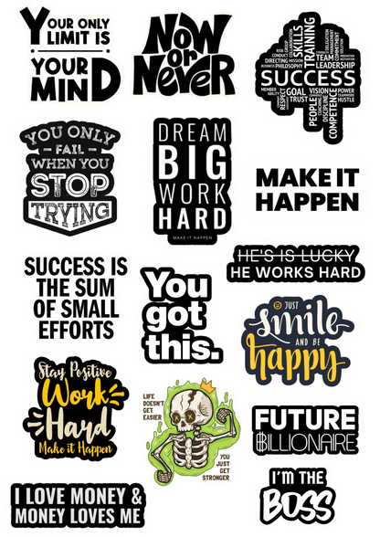 Motivational - Strength & Persistence | Pack of 15 Sticker's - The Spectrum Stories