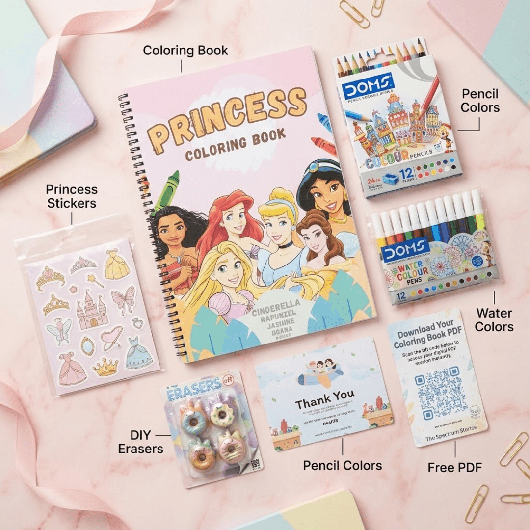 Princess Coloring Book for Girls – Magical Royal Activity Book | Large 8.5x11 Pages - The Spectrum Stories