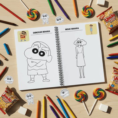 Shinchan Coloring Book for Kids – Fun Activity Book for Boys & Girls | 8.5x11 Big Pages - The Spectrum Stories