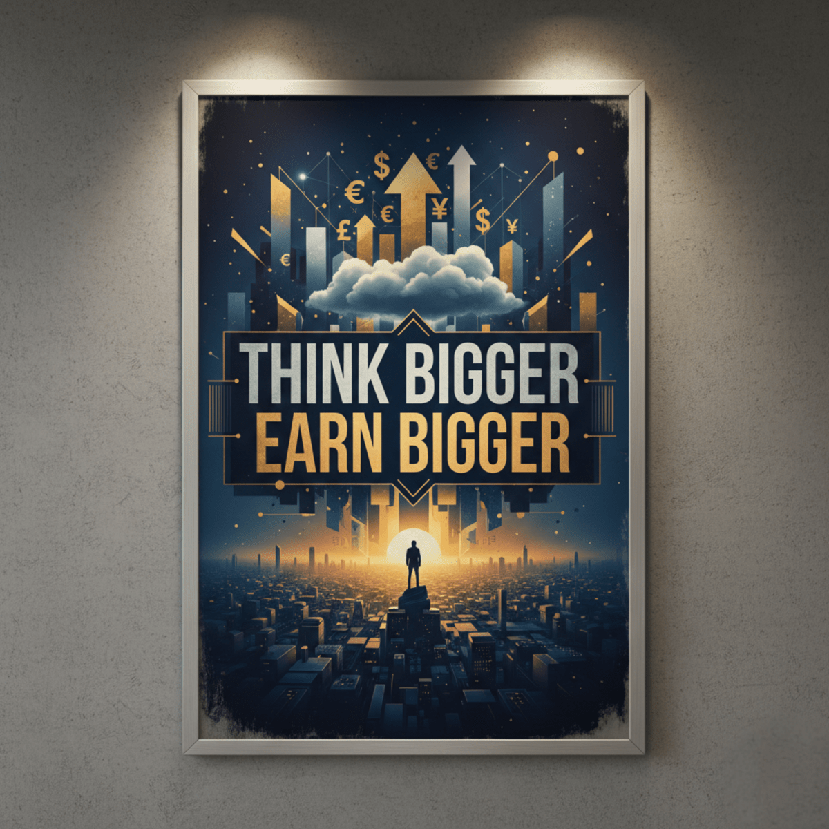 Think Bigger Earn Bigger - Wealth Mindset Poster - The Spectrum Stories