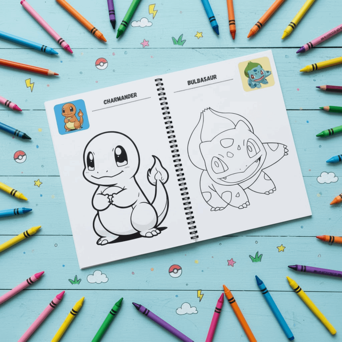 Ultimate Kids Coloring Book Bundle – Shinchan, Pokemon & Bluey | 3 - Pack Value Set | 8.5x11 Large Pages -